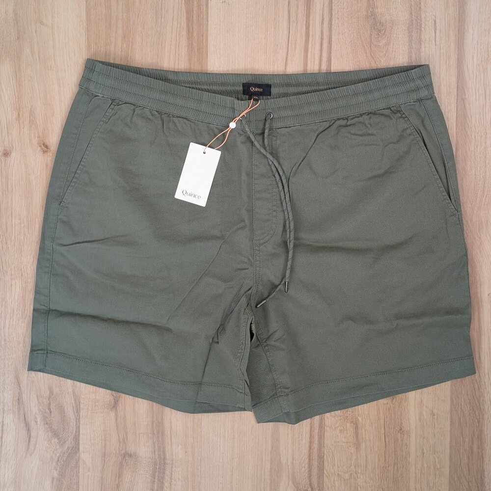 NWT Quince Organic Cotton Chino Drawstring Shorts Trellis Green Mens XXL